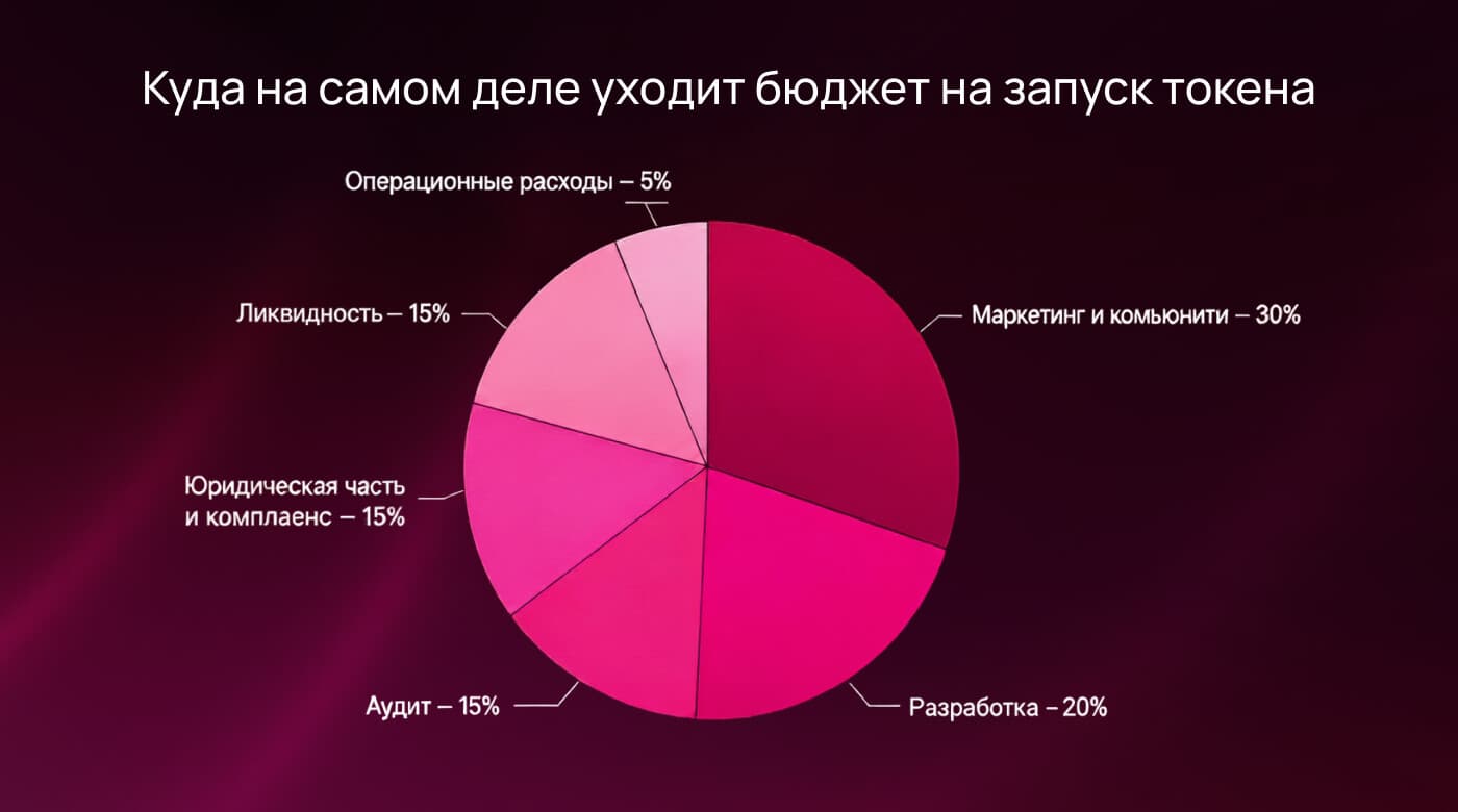 Диаграмма: куда на самом деле уходит бюджет на запуск токена