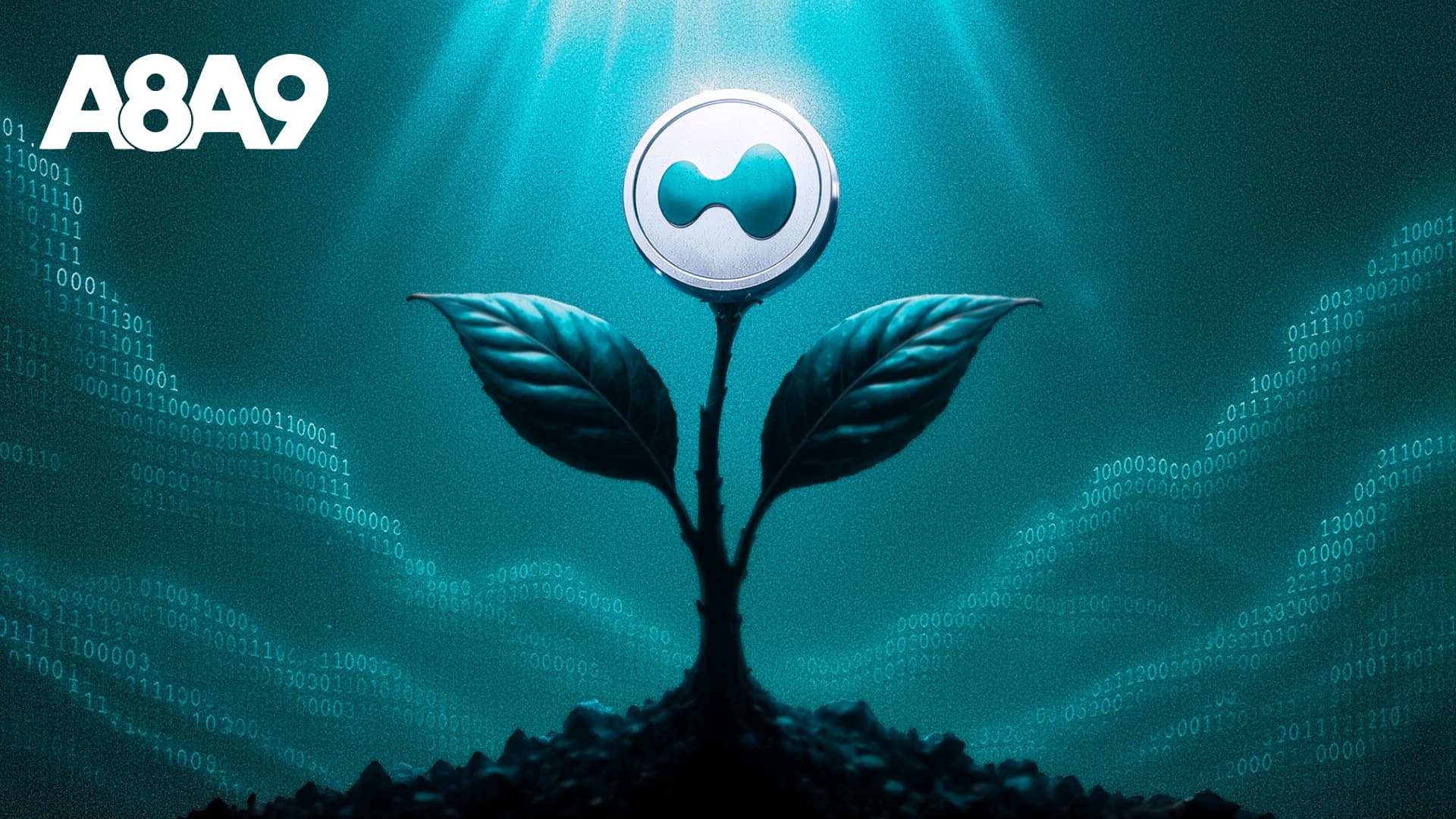 Illustration of token economy growth with a crypto token sprouting from a plant, representing sustainable tokenomics and Web3 strategy