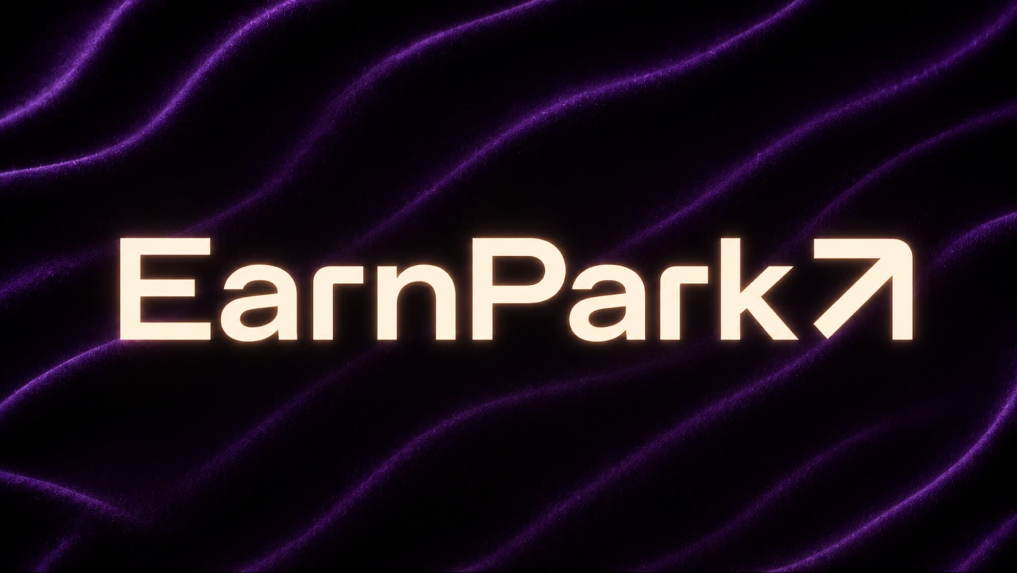 Логотип EarnPark на фоне фиолетовых волн — британская платформа управления цифровыми активами Web3, готовящаяся к TGE.